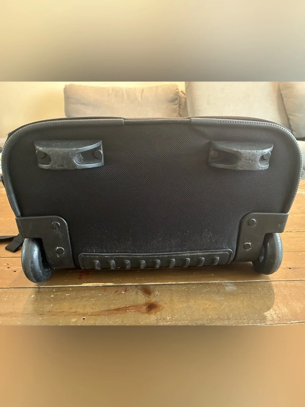 L.L. Bean Black Rolling Backpack with Silver Reflective Accent